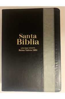 Biblia RVR 1960 Letra Súper Gigante Piel Negro Gris con Índice