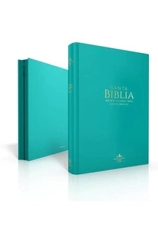 Biblia RVR 1960 Letra Grande Tamaño Manual Símil Piel Turquesa con Cierre