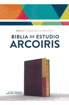 Biblia RVR 1960 de Estudio Arco Iris Multicolor Símil Piel Cocoa Terracota con Índice