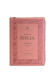 Image of Biblia RVR 1960 Letra Gigante Símil Piel Rosa Flores con Índice con Cierre