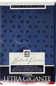Biblia RVR 1960 de Promesas Letra Gigante Azul Triángulos Símil Piel con Cierre