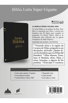 Image of Biblia RVR 1960 Letra Súper Gigante Negro con Cierre con Índice