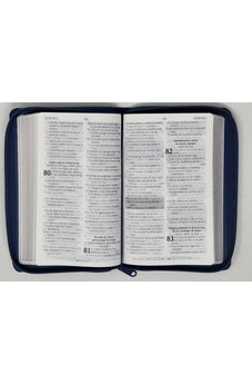 Biblia RVR 1960 de Promesas Letra Grande Tamaño Manual Azul Triangulos Simil Piel con Cierre