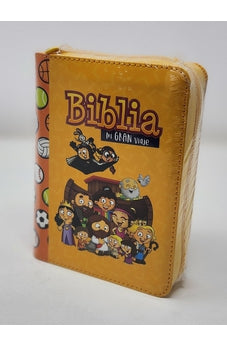 Biblia RVR 1960 para Niños Mi Gran Viaje Naranja Símil Piel con Cierre