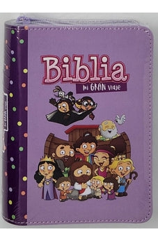 Image of Biblia RVR 1960 para Niños Mi Gran Viaje Lila Símil Piel con Cierre