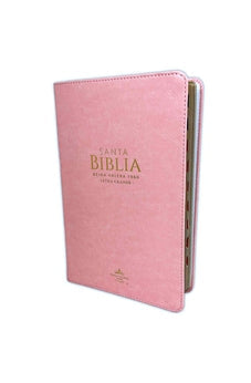 Image of Biblia RVR 1960 Letra Grande Tamaño Manual Símil Piel Rosa con Índice