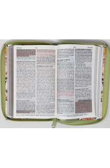 Biblia RVR 1960 de Promesas Letra Grande Tamaño Manual Verde Flores Simil Piel con Cierre
