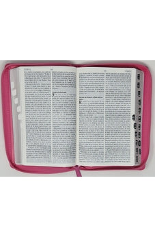 Biblia RVR 1960 de Promesas Letra Grande Tamaño Manual Rosada Flores Simil Piel con Cierre con Índice